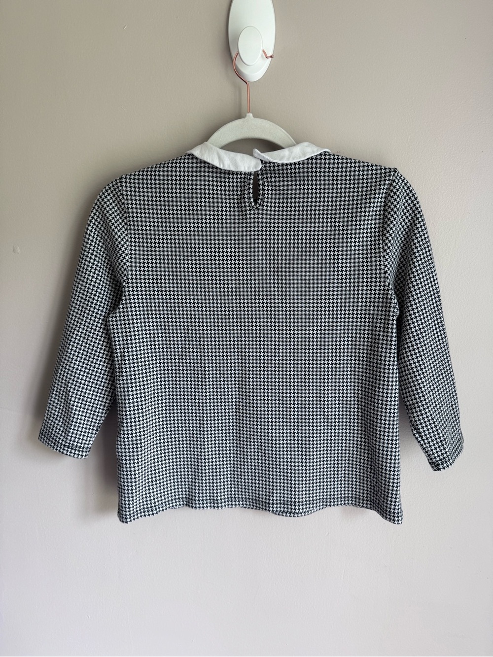 Clockhouse VTG Houndstooth The Neck Top Blouse Peter Pan Collar M - Picture 2 of 6